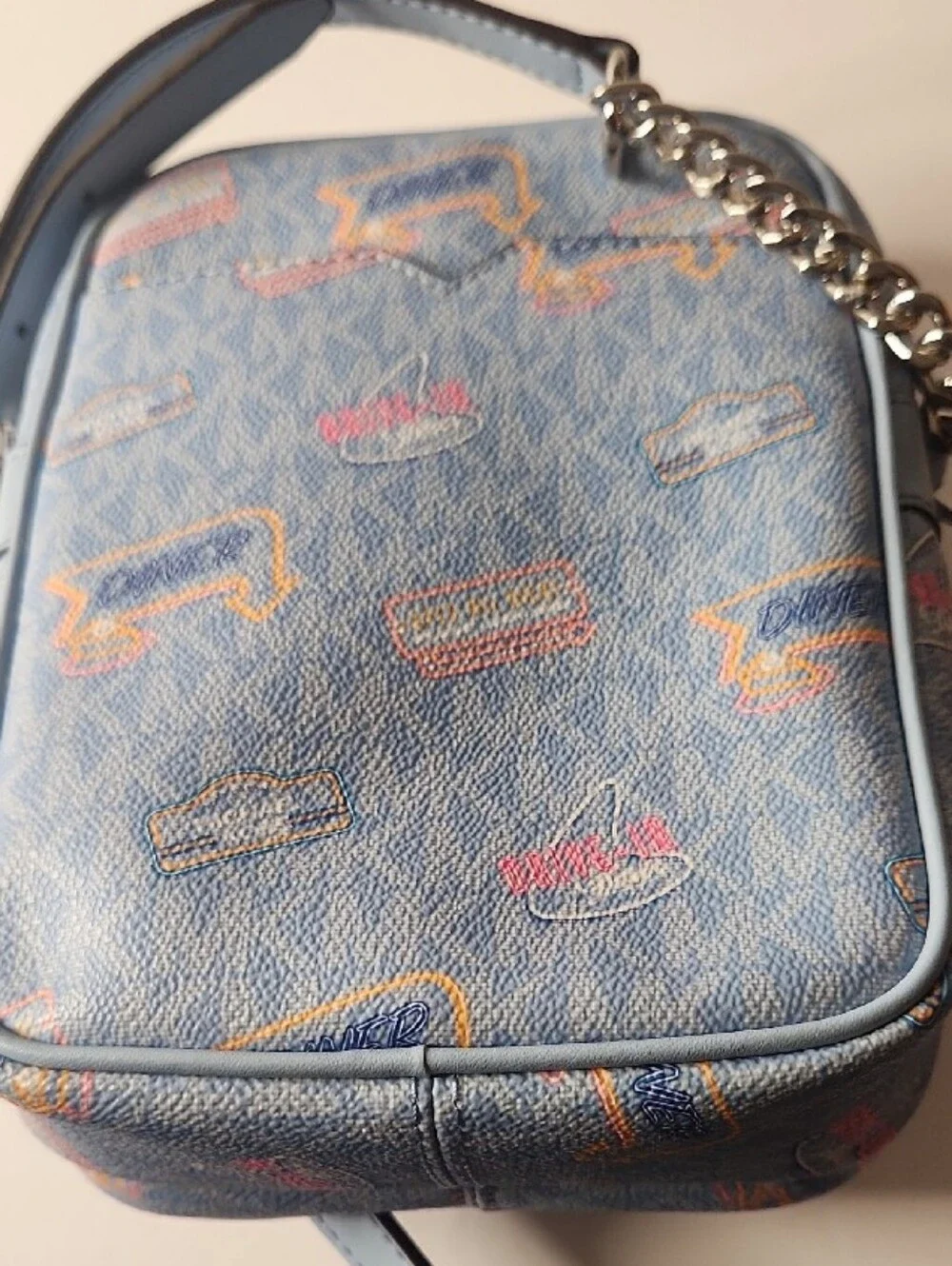 Michael Kors Jet Set Light Blue Logo-Print Messenger Crossbody
